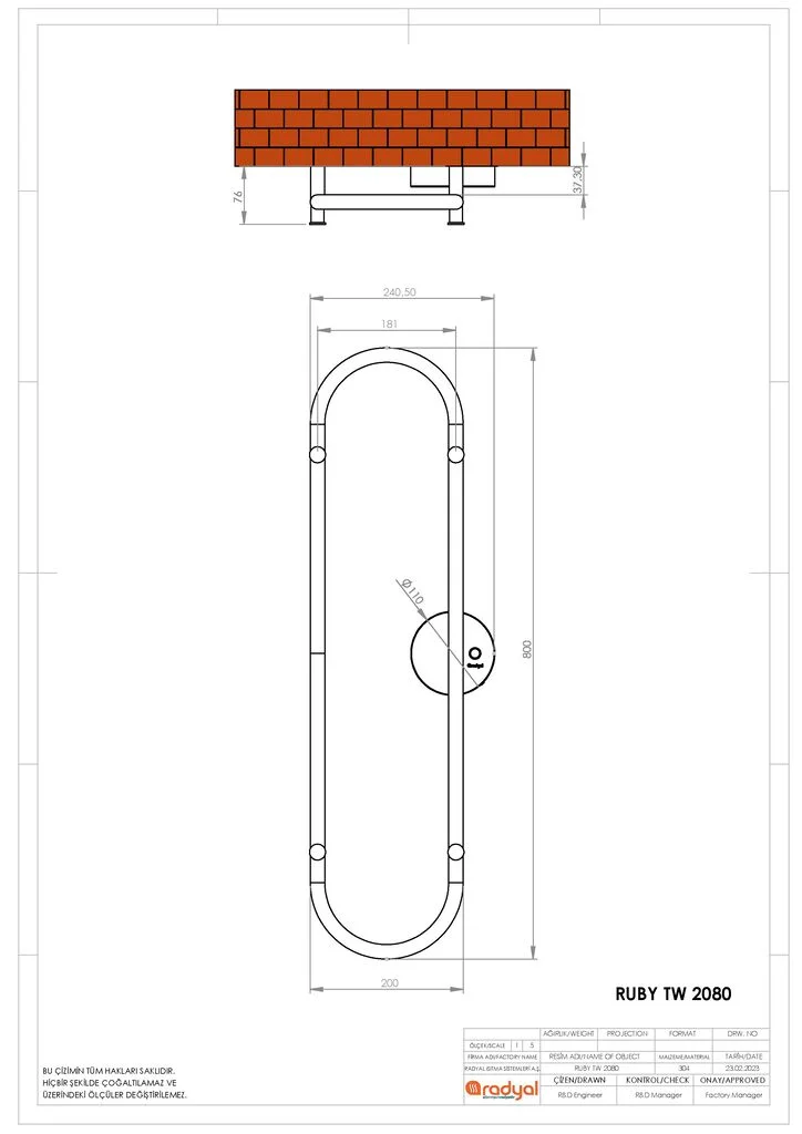 Ruby TW 2080 Elektrikli Havlupan Radyal